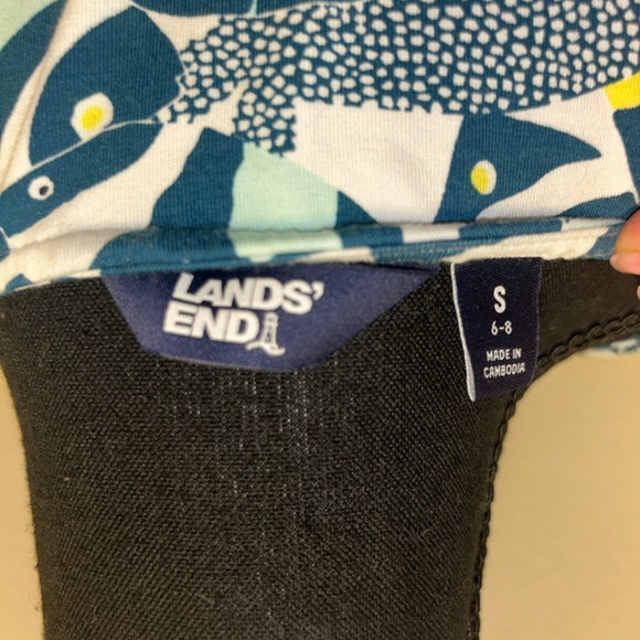 Lands End Women's Small Cap Sleeve Twist Front Fit and Flare Dress Fish Print - Picture 10 of 11